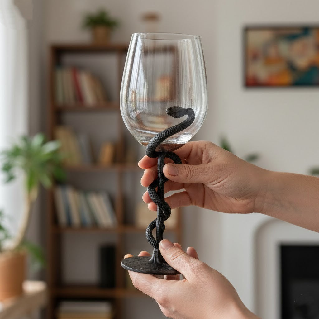 Black Snake Sculpted Wine Glass - Image 4