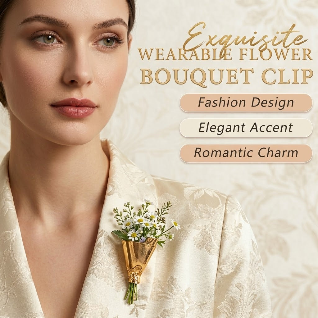 Elegant Flower Holder Brooch Pin - Image 1