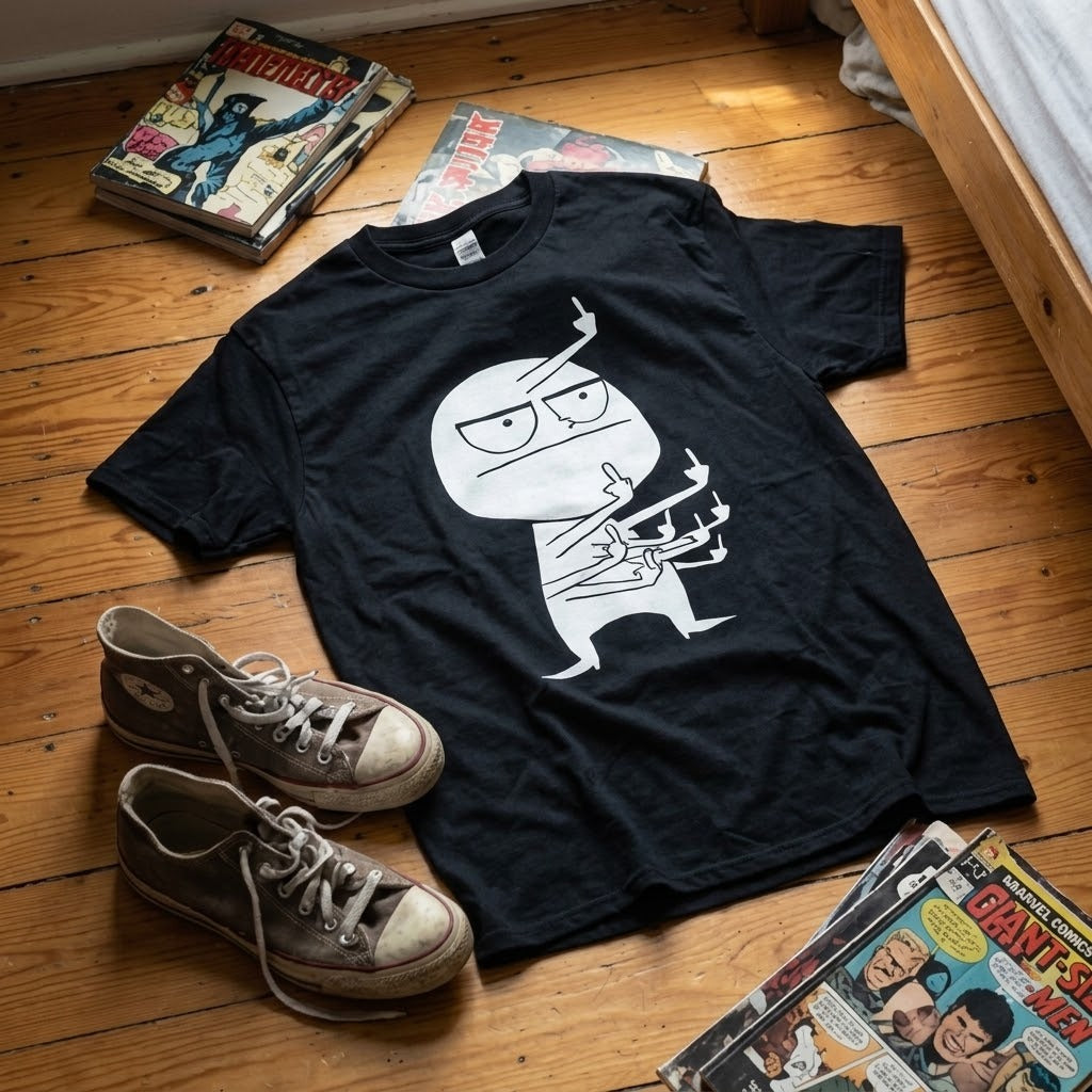Angry Stick Figure Middle Finger T-Shirt - Image 4