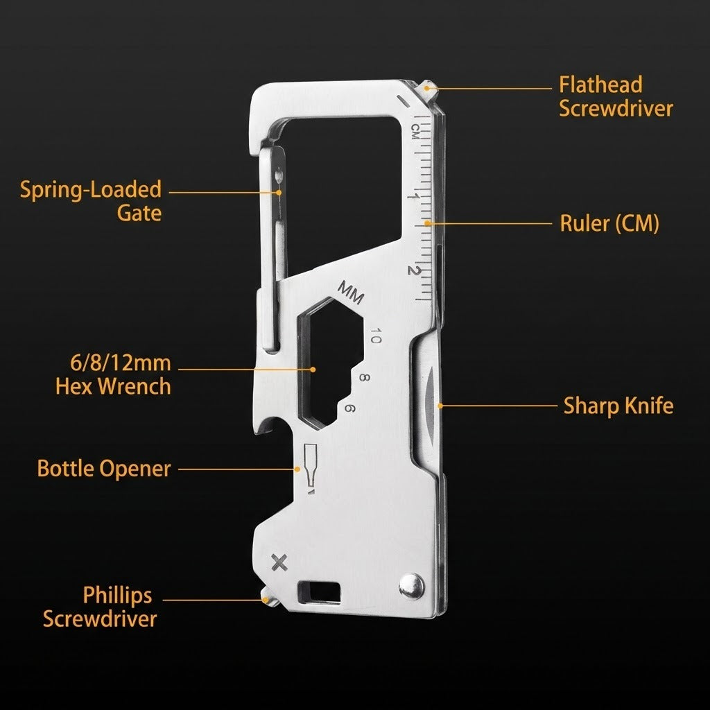 Tactical Steel EDC Folding Keychain Multi-Tool - Image 3