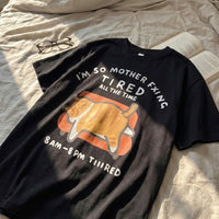 Tired Cat Humor T-Shirt - Image 2