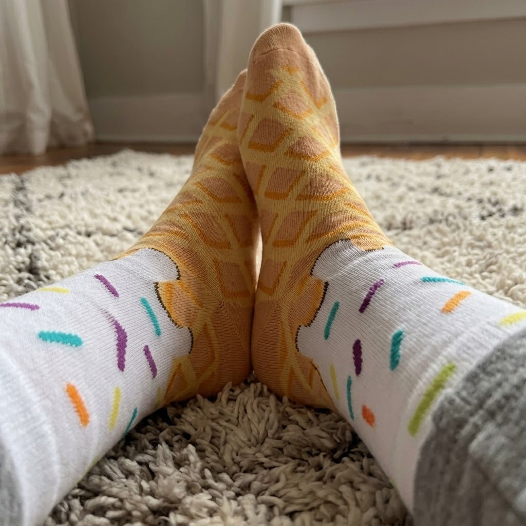 Ice Cream Waffle Pattern Socks - Image 4