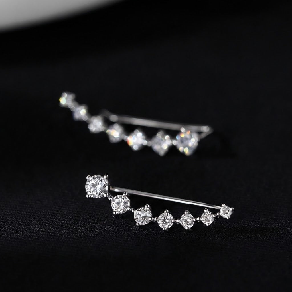 Korean Shiny Zircon Crystal Earrings - Image 2