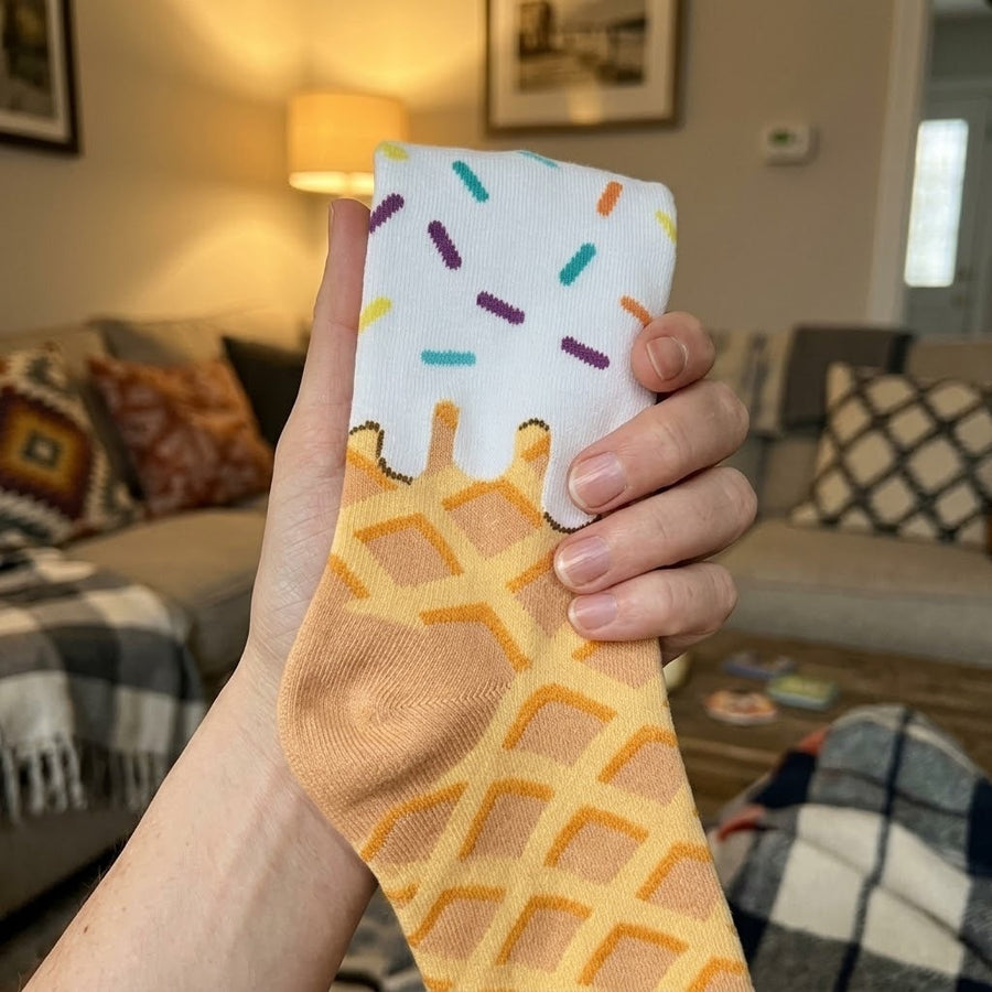 Ice Cream Waffle Pattern Socks - Image 3