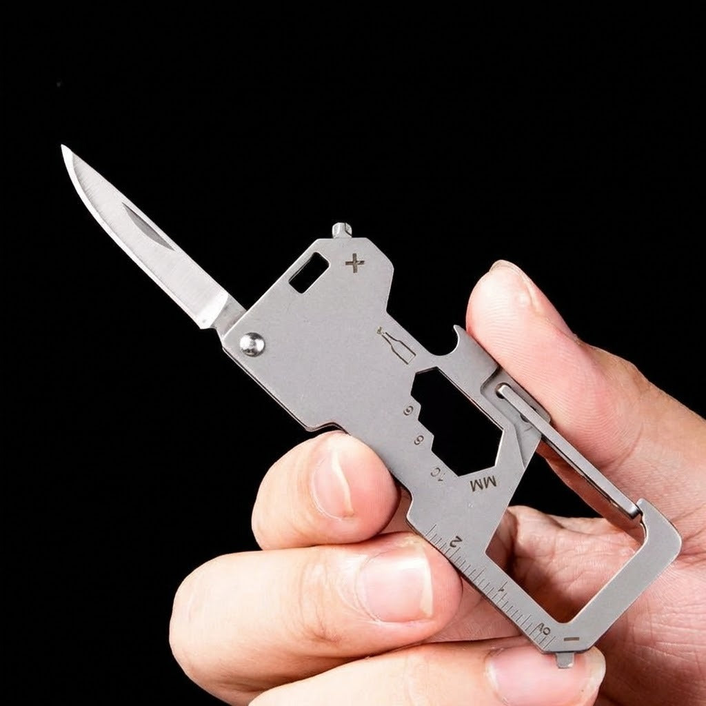 Tactical Steel EDC Folding Keychain Multi-Tool - Image 1
