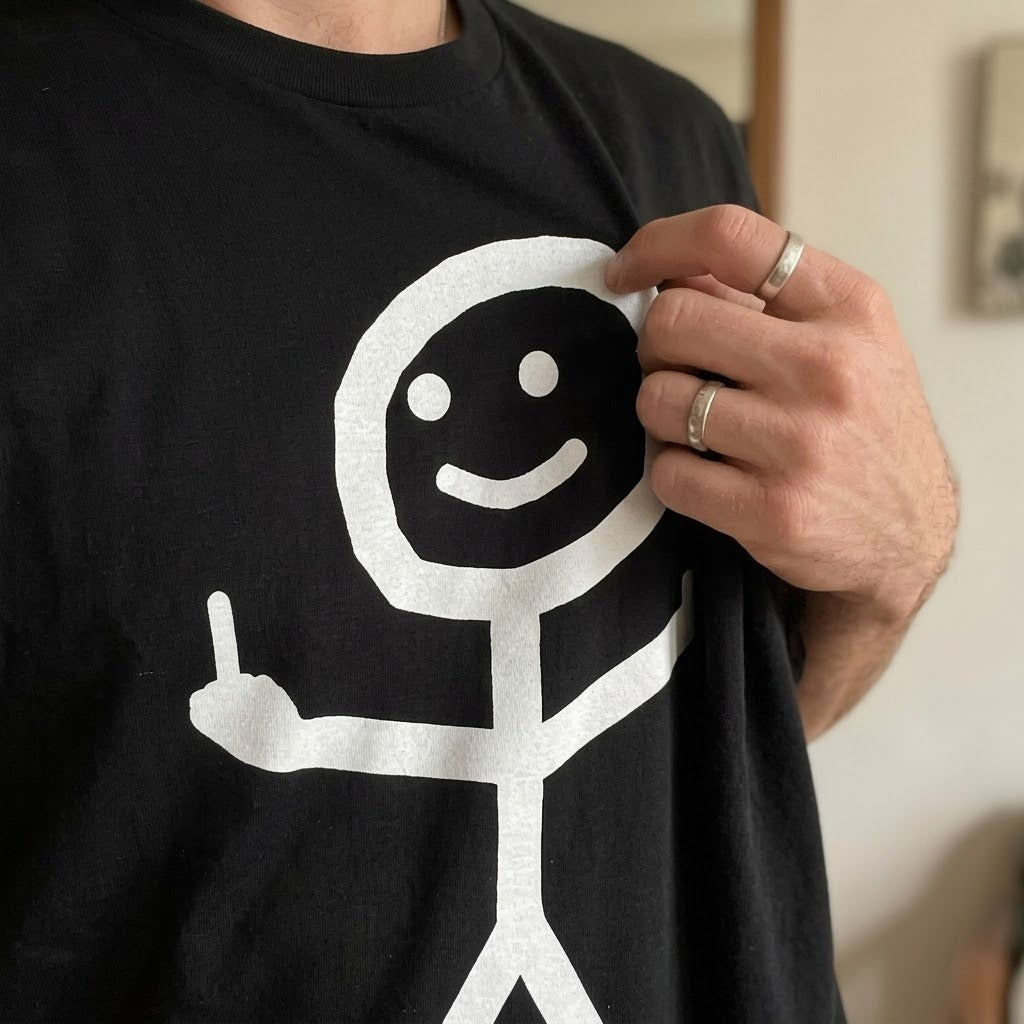 Angry Stick Figure Middle Finger T-Shirt - Image 9