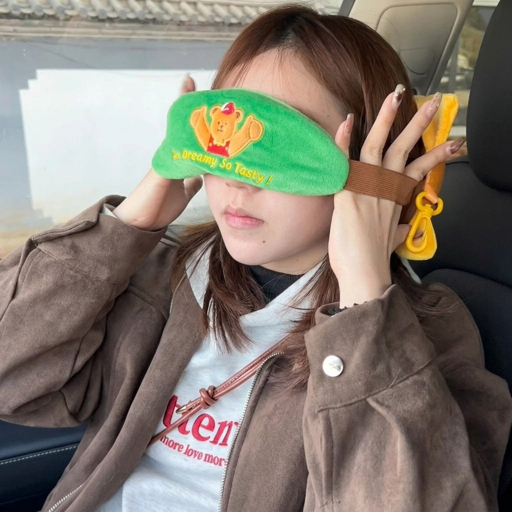 Dreamoji Cute Burger Travel Eye Mask Pillow - Image 3