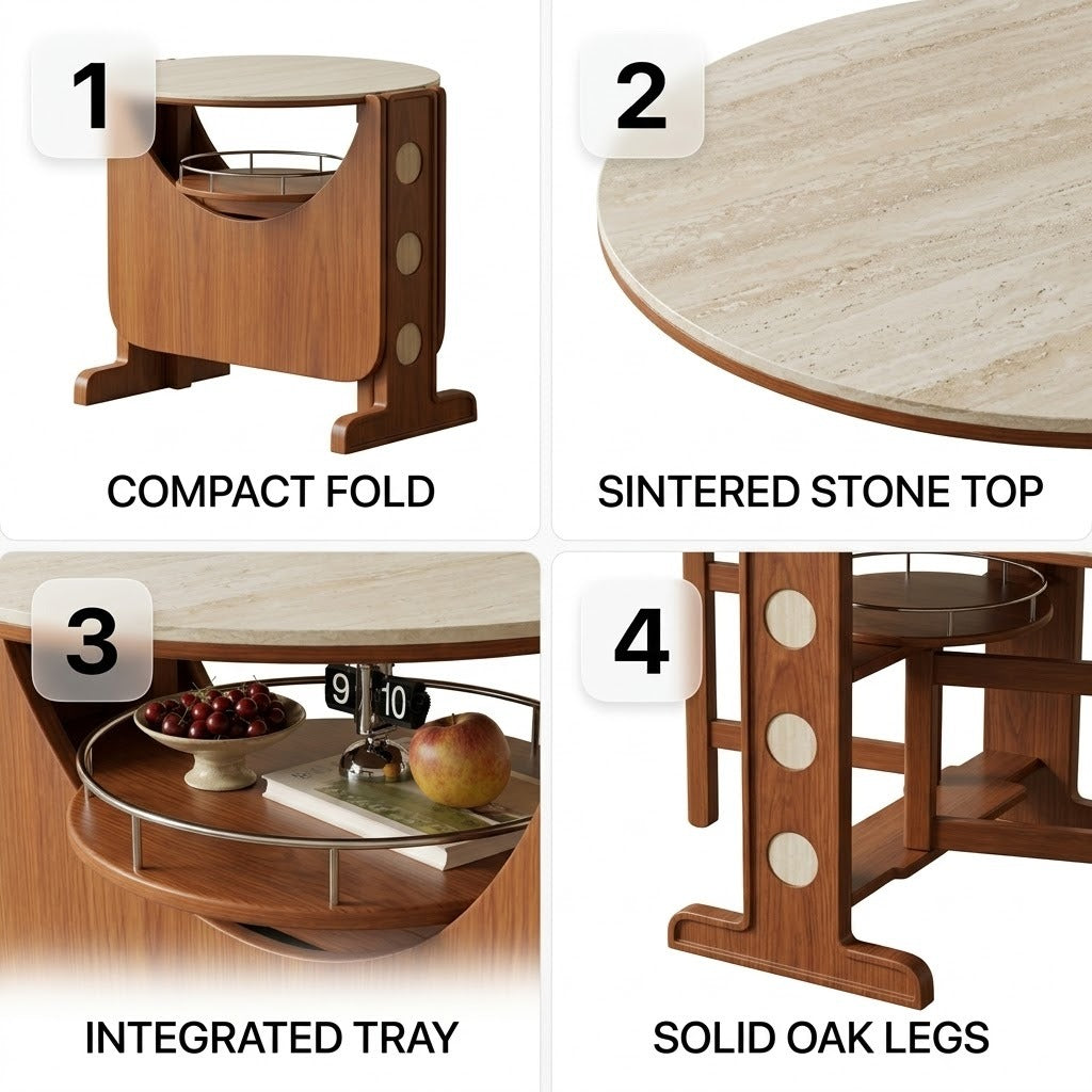 Vintage Style Folding Wooden Dining Table - Image 9