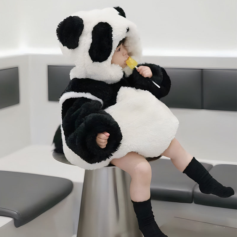 Sweet Panda Plush Kids Hooded Onesie - Image 1