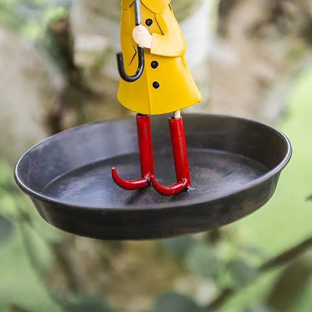 Artistic Raincoat Girl Bird Feeder