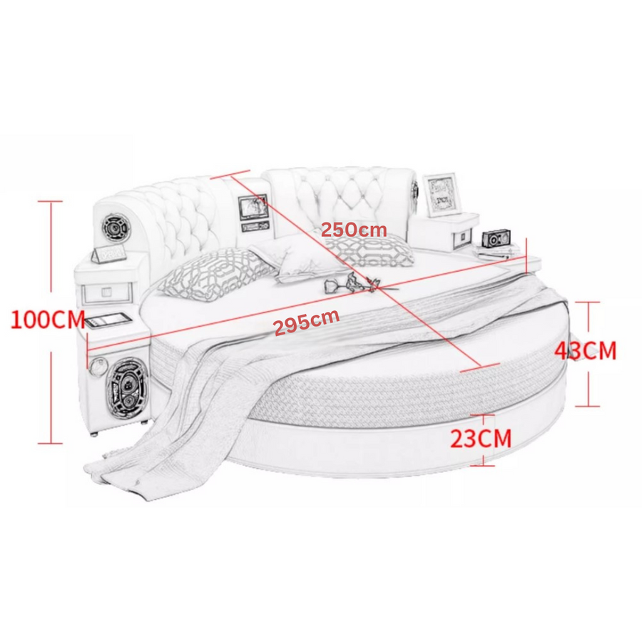 Techy Smart Large Round Leather Bed - Image 7