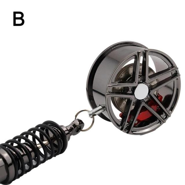 Wheel Rim Rearview Mirror Car Keychain Decor