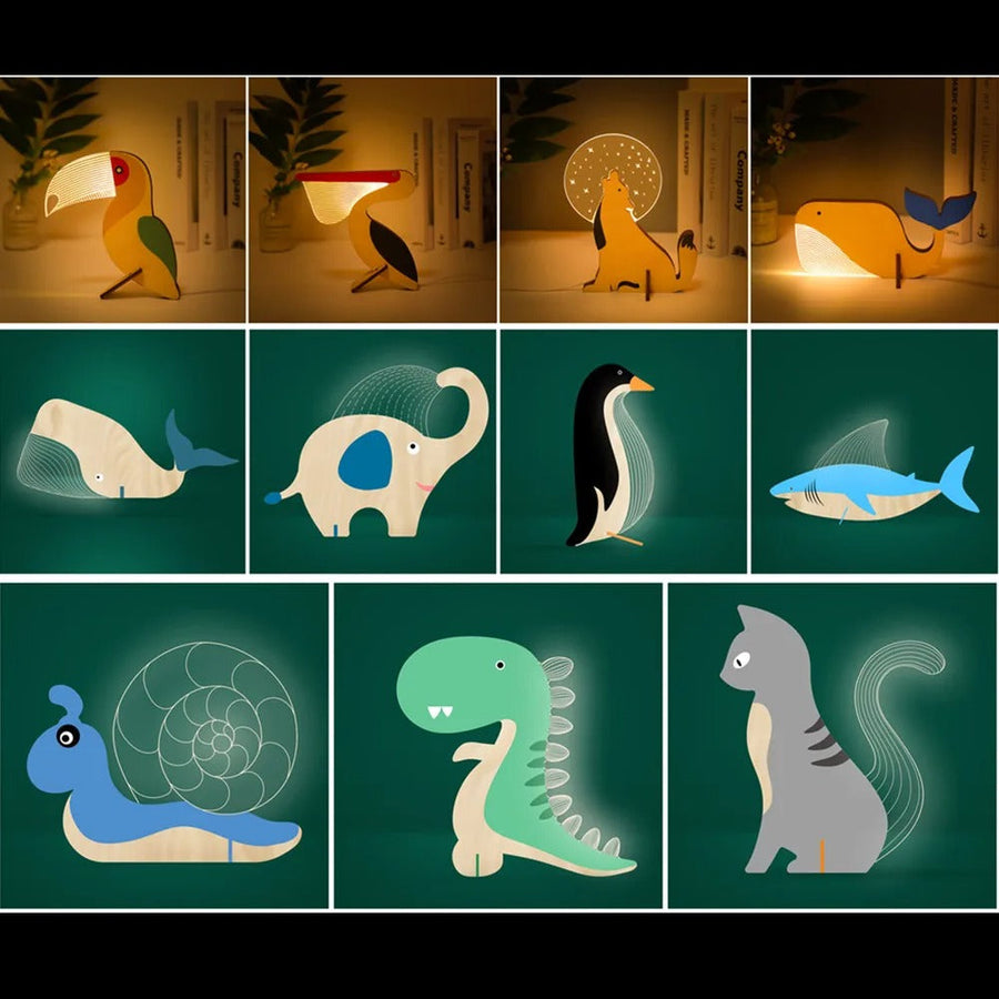 Charming Wooden Animals LED Bedside Lamps - Image 3