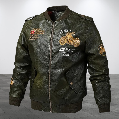 Classic Biker Men Faux Leather Motorcycle Jacket - Image 0