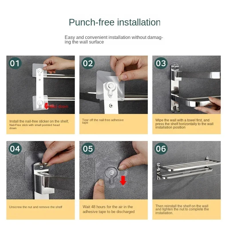 Compact Movable Stainless Foldable Bathroom Rack - Image 4