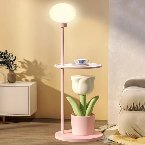 Tulip Blossom Flower Integrated Nightstand Floor Lamp - Image 0