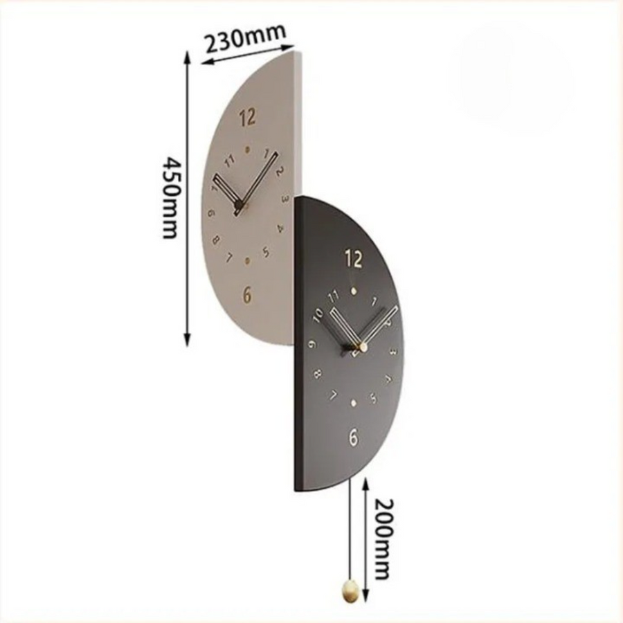 Geometric Half-Moon Dual Wall Clock - Image 6