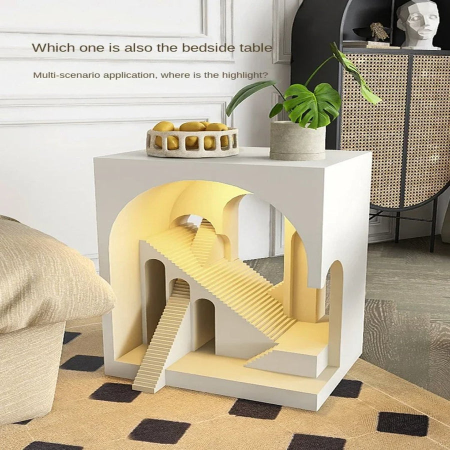 Modern Minimalist Sculpted Led Art Side Table - Image 4