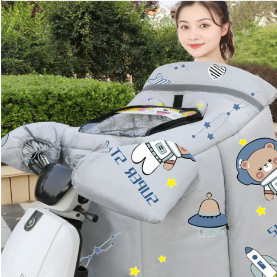 Warm Ride Thick Two-Person Motorcycle Wind Shield Coat - Image 0