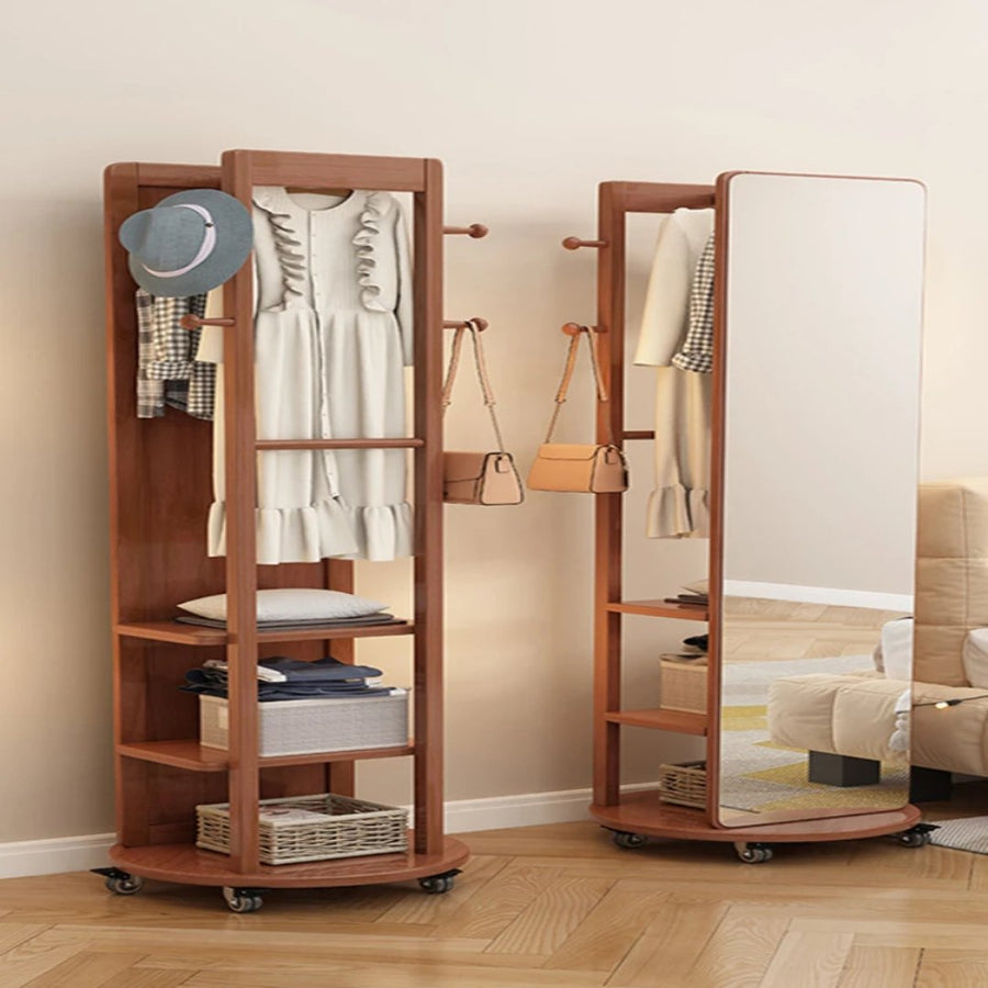Rotatable Full-Body Mobile Mirror Coat Organizer - Image 2