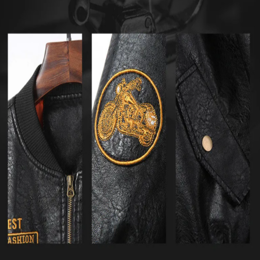 Classic Biker Men Faux Leather Motorcycle Jacket - Image 2