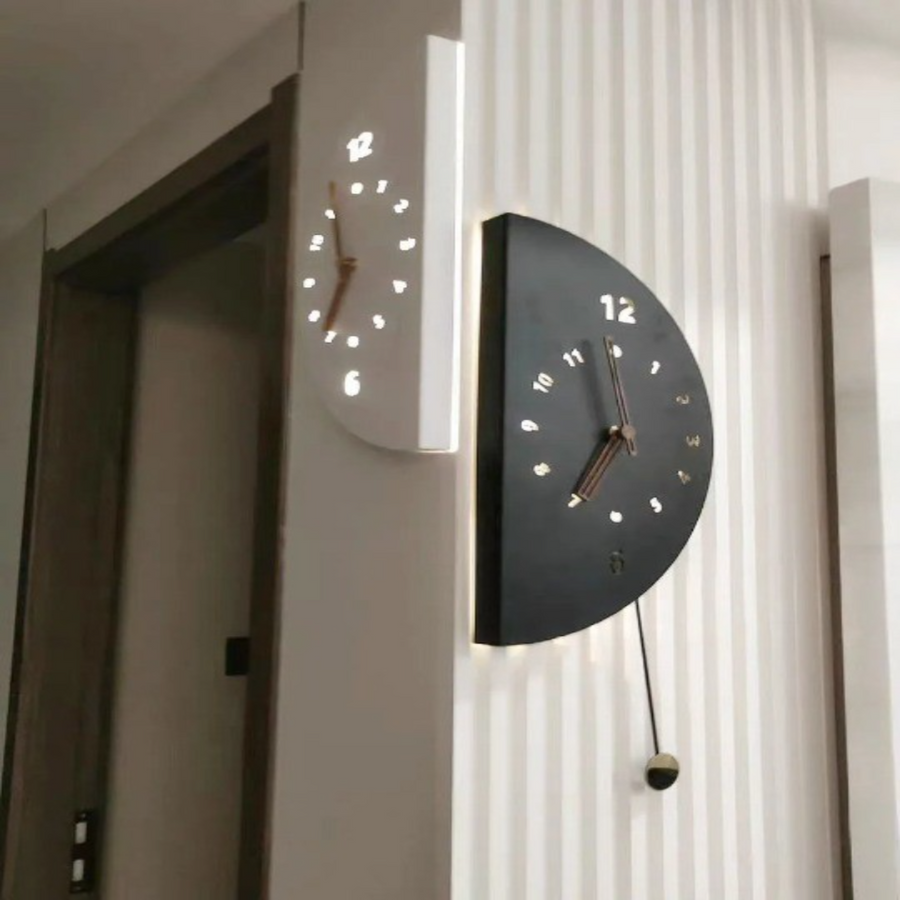 Geometric Half-Moon Dual Wall Clock - Image 3