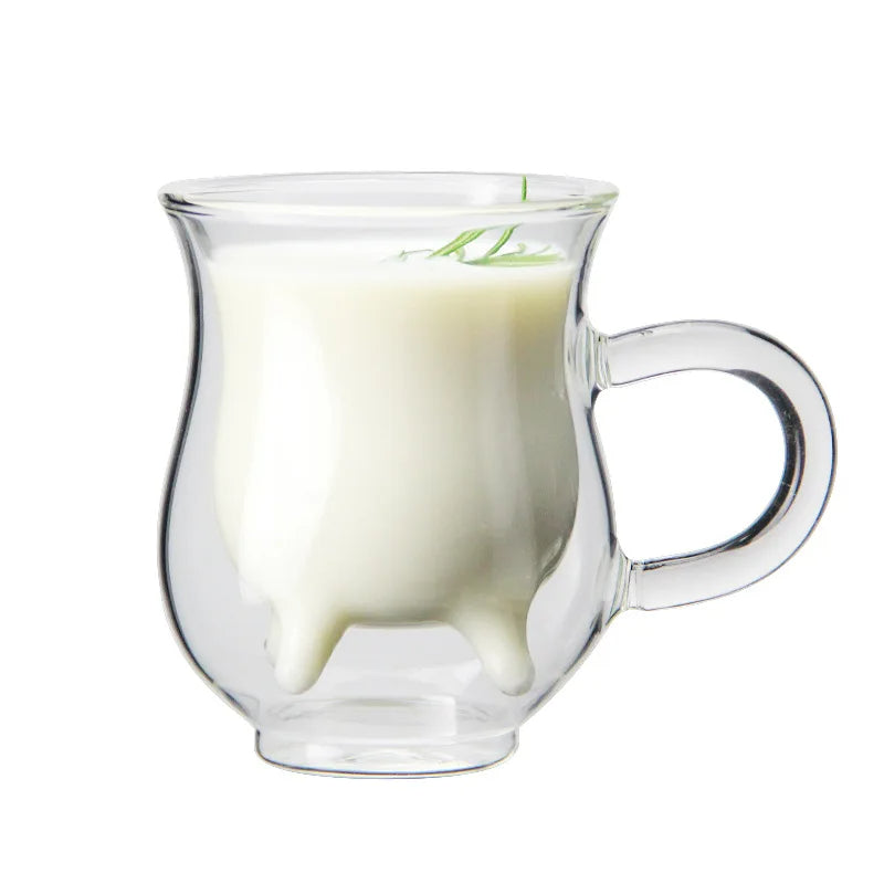 Cow Double Layer Glass Mug - Image 6