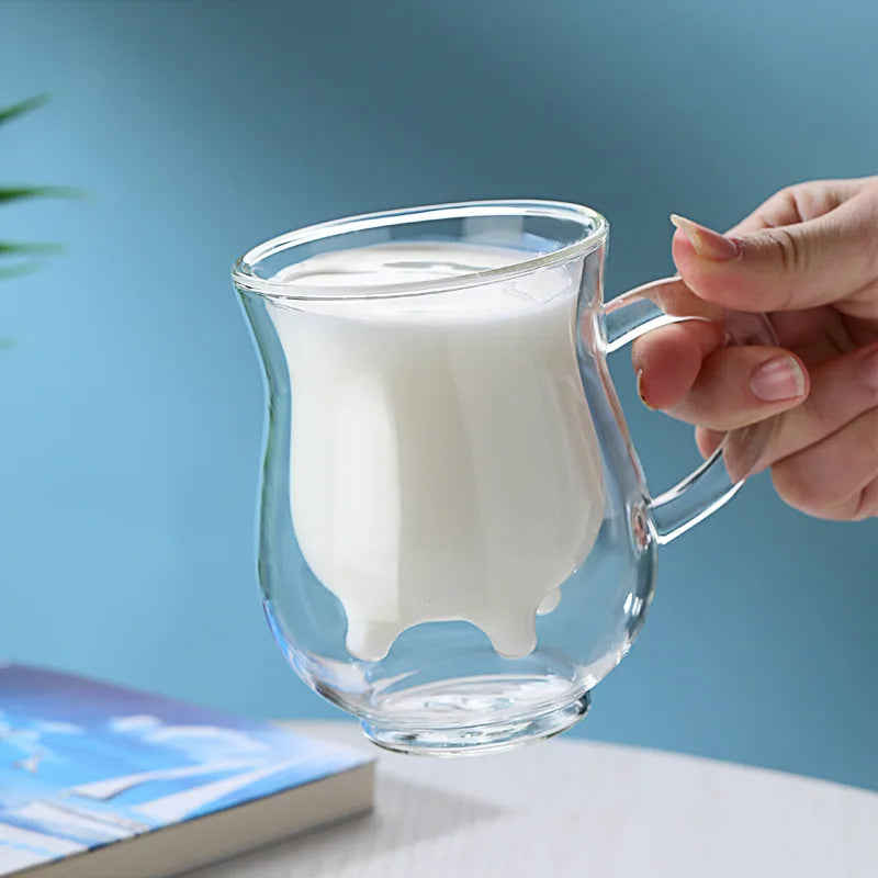 Cow Double Layer Glass Mug - Image 5