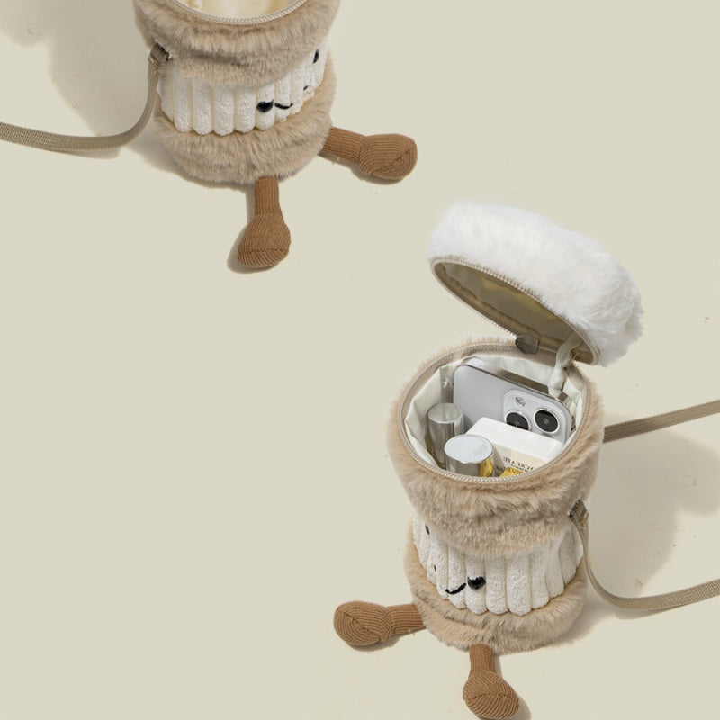 Cute Happy Coffee Mug Holder Plush Bag - Image 3