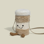 Cute Happy Coffee Mug Holder Plush Bag