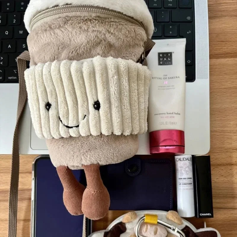 Cute Happy Coffee Mug Holder Plush Bag - Image 1