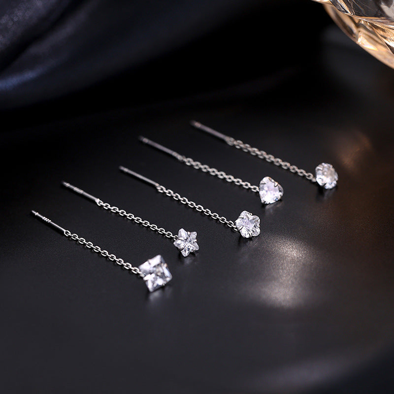 Elegant Slim Geometric Chain Earrings - Image 1