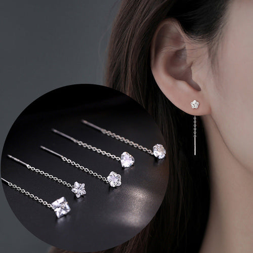 Elegant Slim Geometric Chain Earrings - Image 0