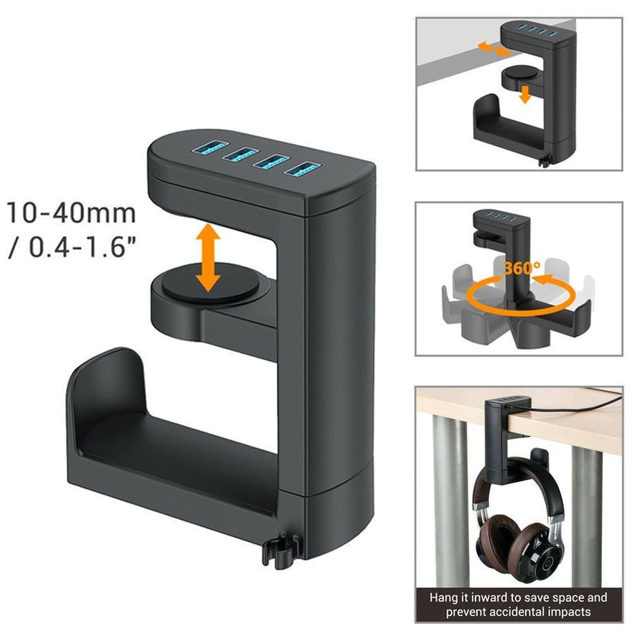 Under Desk USB Ports Headset Holder - Image 3