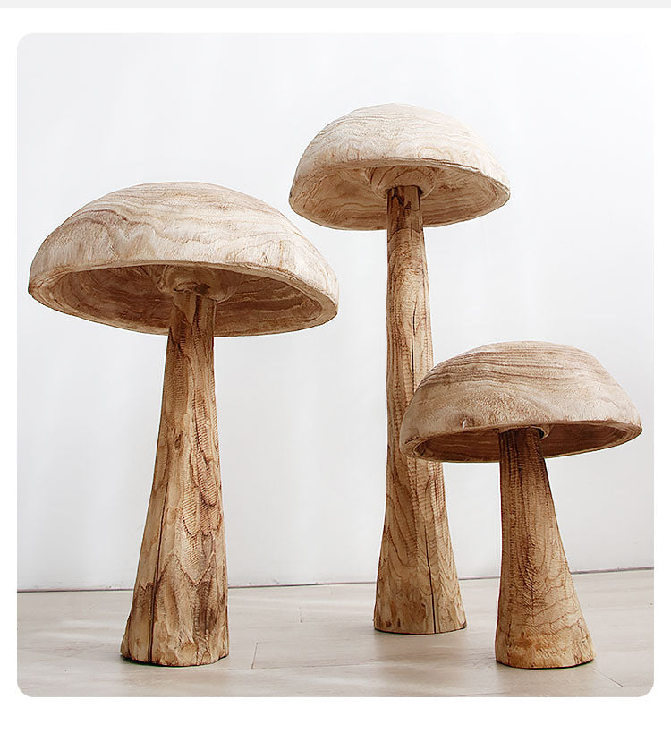 Mushroom Solid Wood Sculpture Home Decor