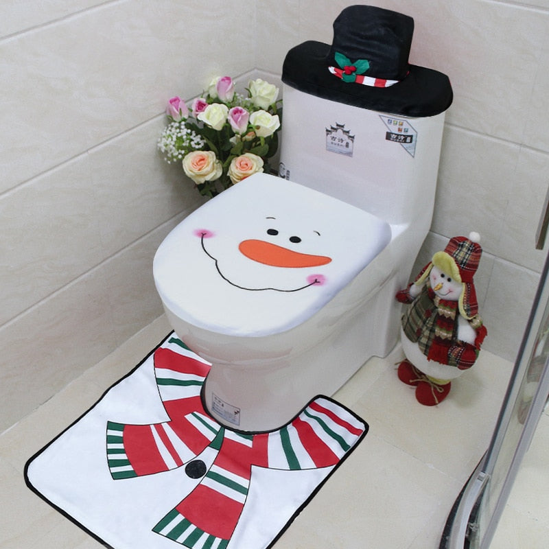 3pcs Fancy Santa Claus Toilet Seat Covers