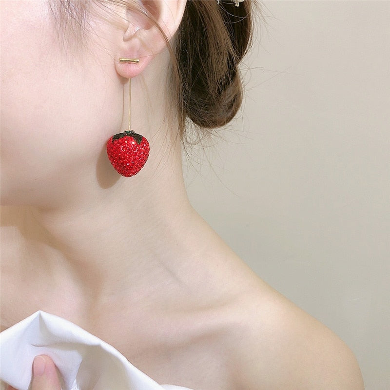 Sweet Strawberry Zircon Earrings - Image 2