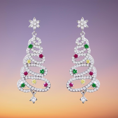 Mini Elegant Christmas Tree Earrings