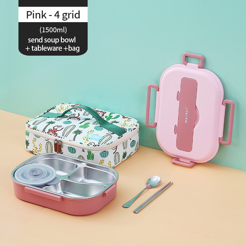 Stainless Steel Multi Compartment Kids Lunch Box