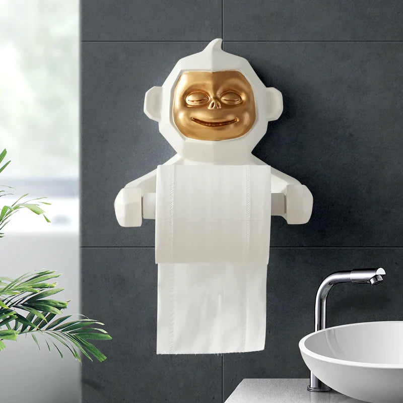 Happy Monkey Resin Toilet Paper Holder