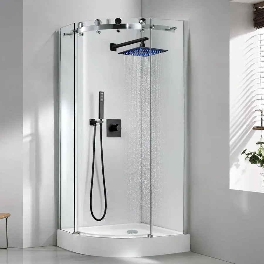 Matte Black Modern LED Modern Rainfall Shower Set - Image 2