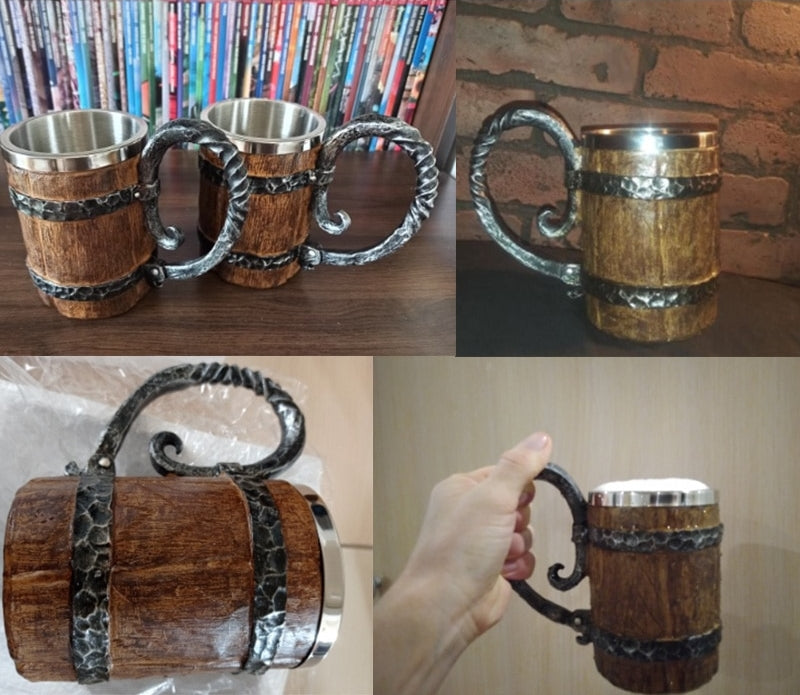 Ancient Time Stainless Steel Wooden Mug - Image 2