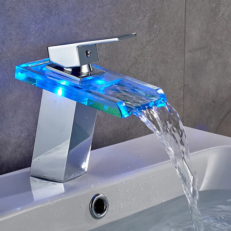 LED Brass Waterfall Modern Faucet