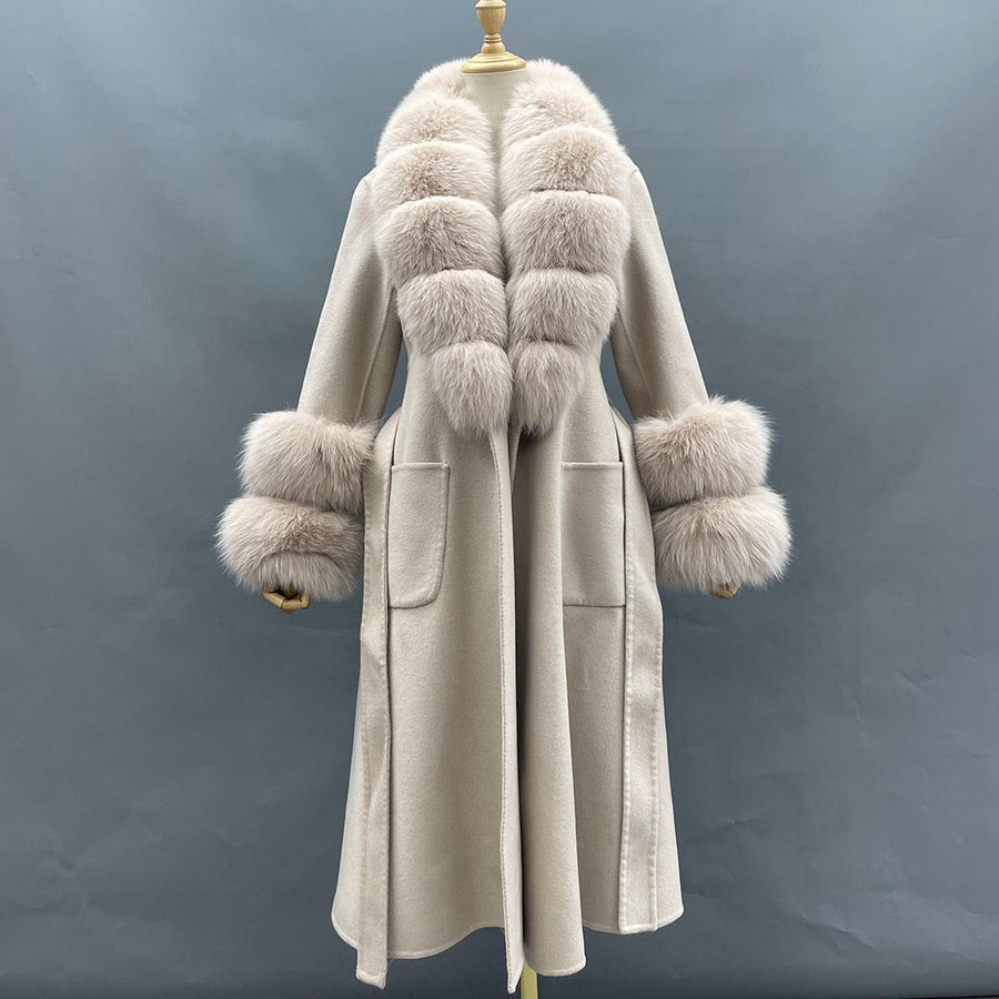Classy Ladies Collar Cuff Long Coat - Image 2