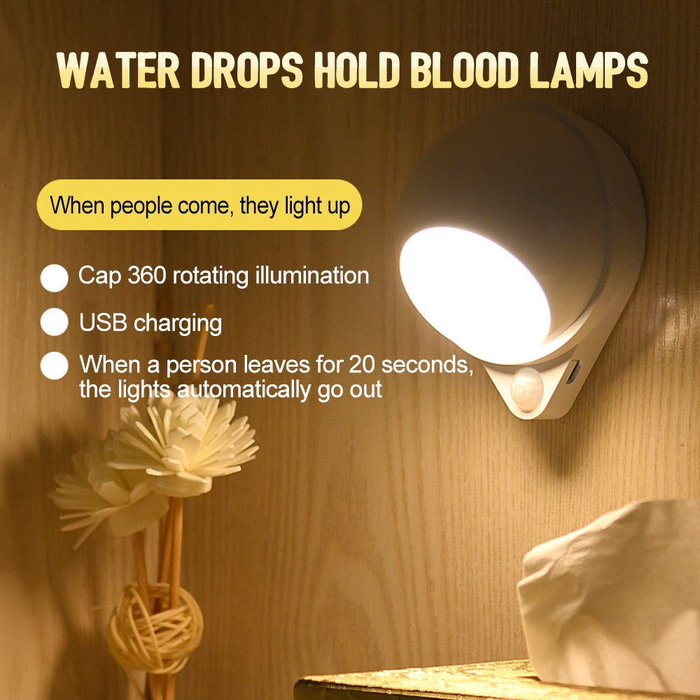 360 Rotating Water Drop Magnetic Night Lamp