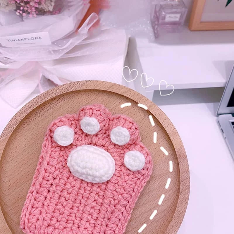 Cat Paw Hand-Knitted Winter Gloves