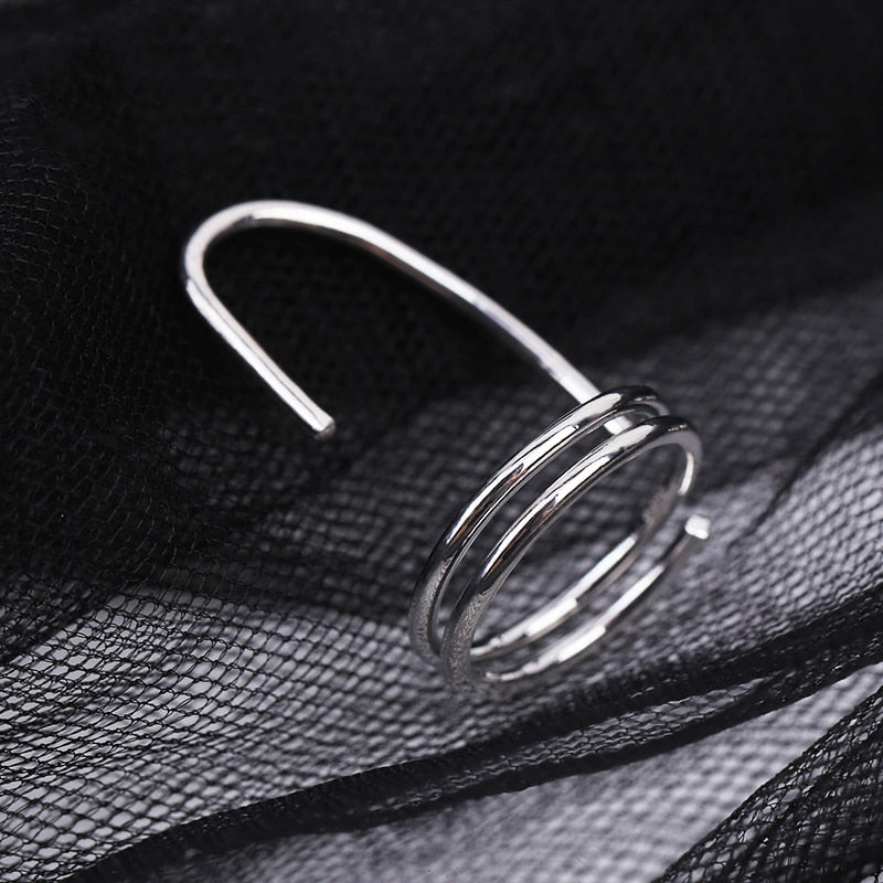 Sleek Line Gothic Metal Thin Nail Rings - Image 7