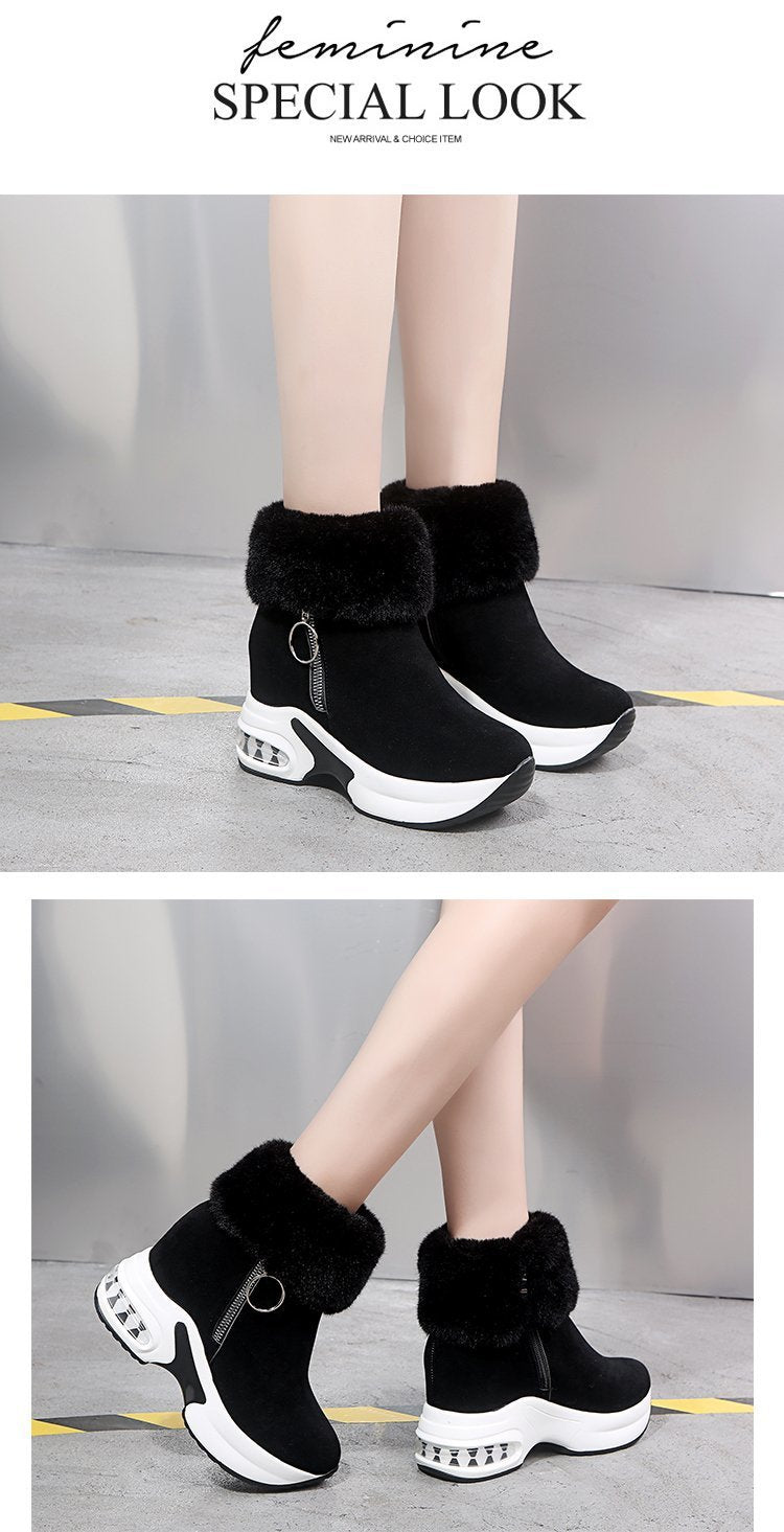 Fur Zipper Wedges Winter Boots - Image 9