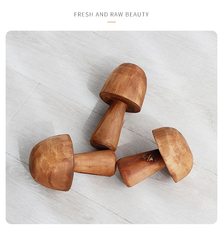 Mushroom Solid Wood Sculpture Home Decor - Image 8