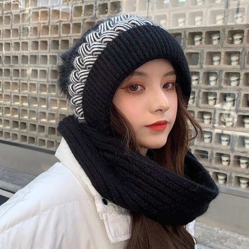 2in1 Wool Winter Scarf Hat